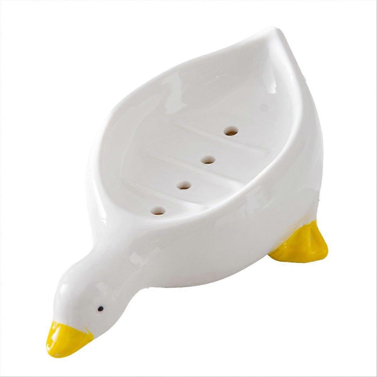Yellow Duck Shape Soap Box Cartoon Soap Dish Drainable Soap Holder