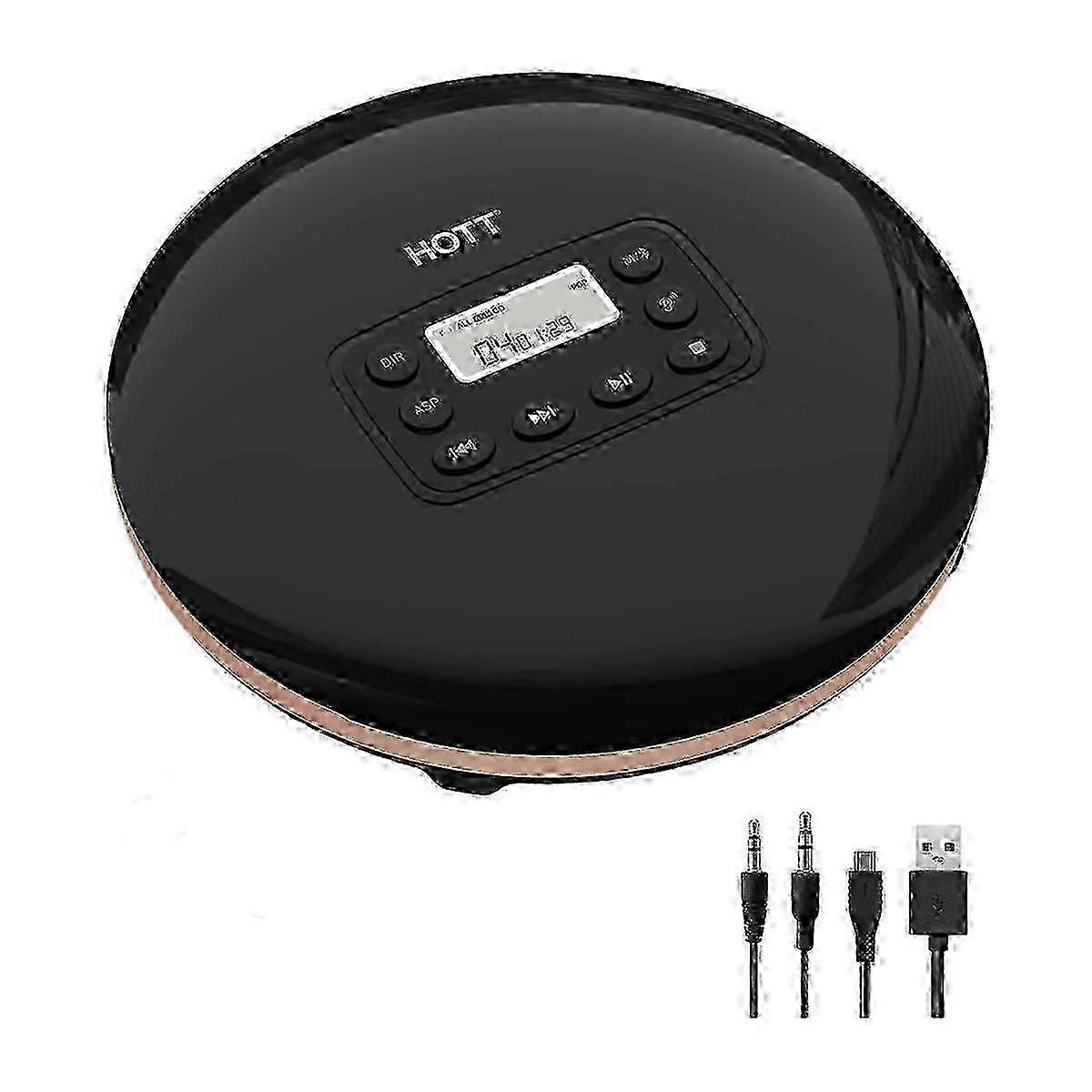 Portable Bluetooth CD Player for Home, Travel & Car with Stereo Headphones - Hott CD711T with Anti-Shock Feature