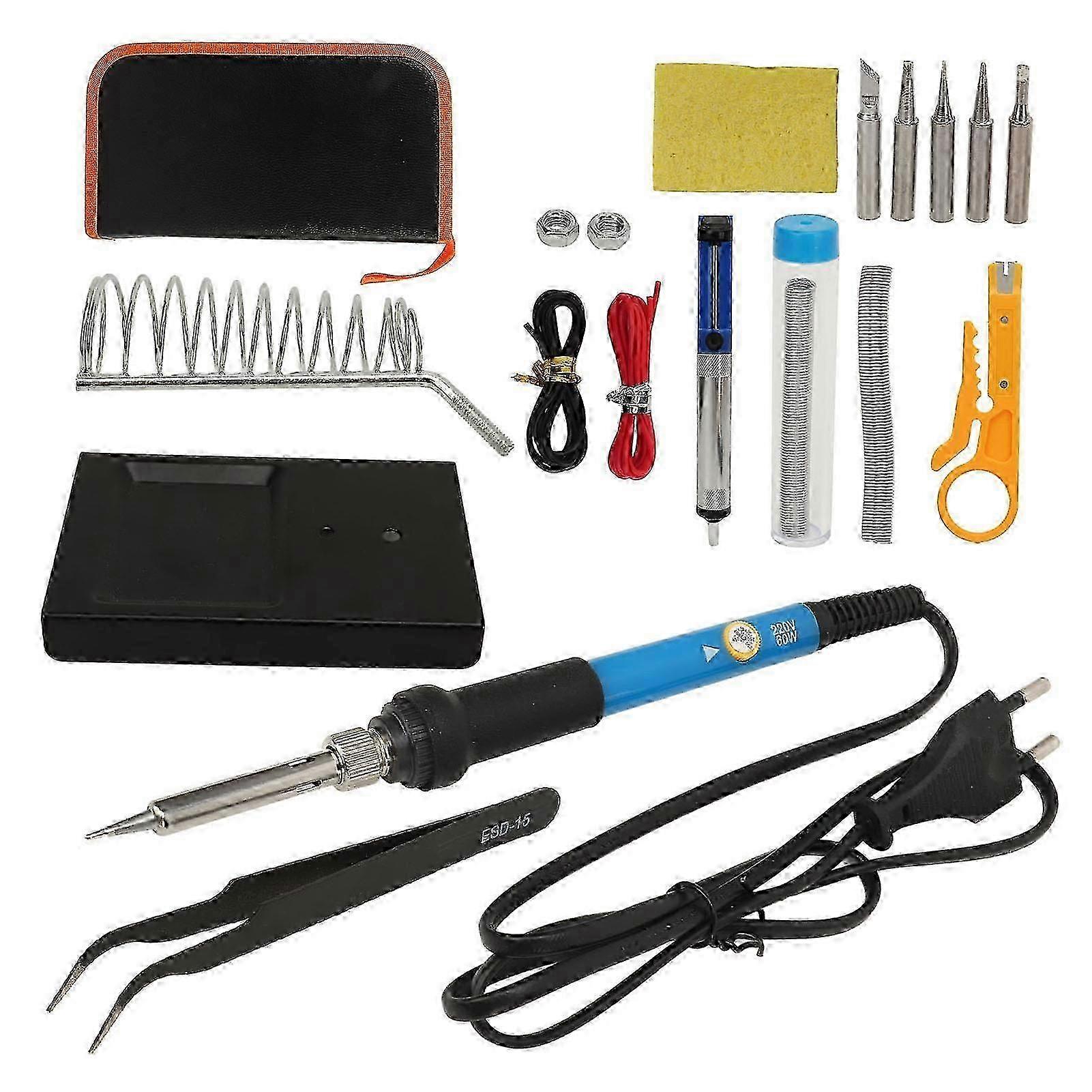 15pcs Set Soldering Iron Set Adjustable Temperature Solder Iron Kit Tool
