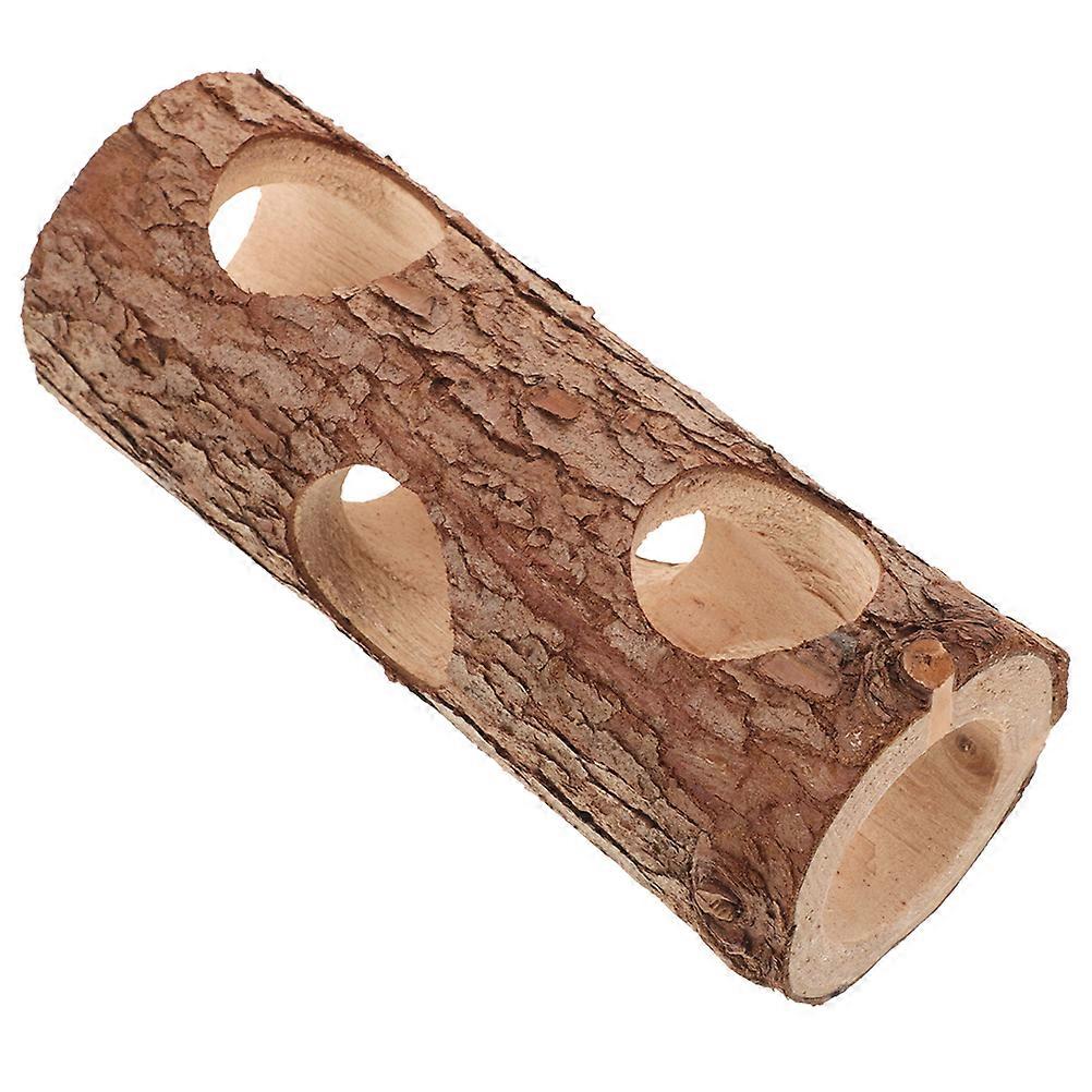 Wood Hamster Chew Toy Tunnel for Exploration Small Animal Accessory
