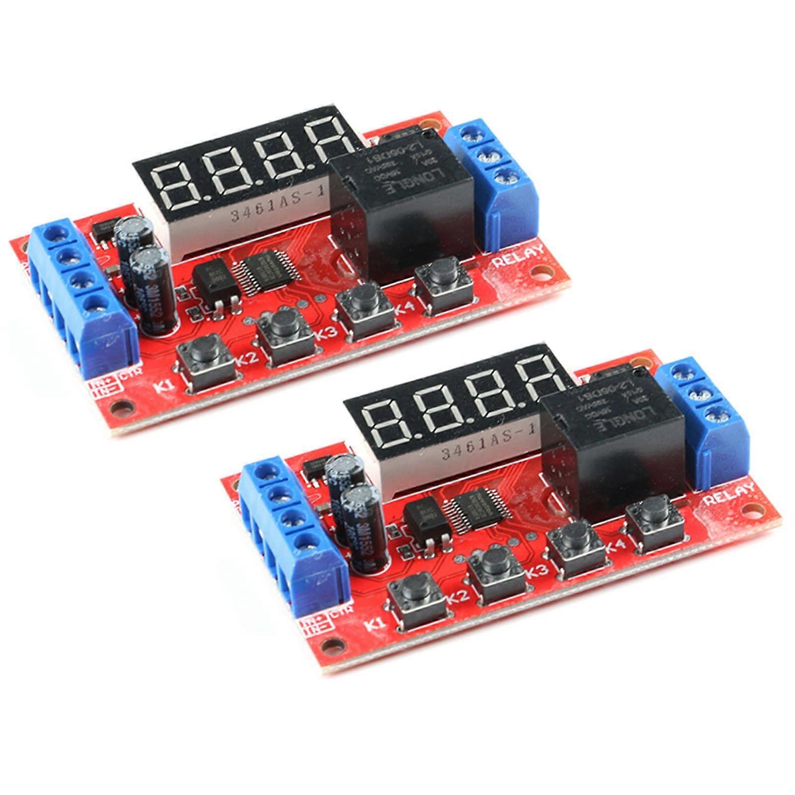 2Pcs 5V Programmable Time Delay Relay Module with LED Display, 32 Functions for Smart Home Control