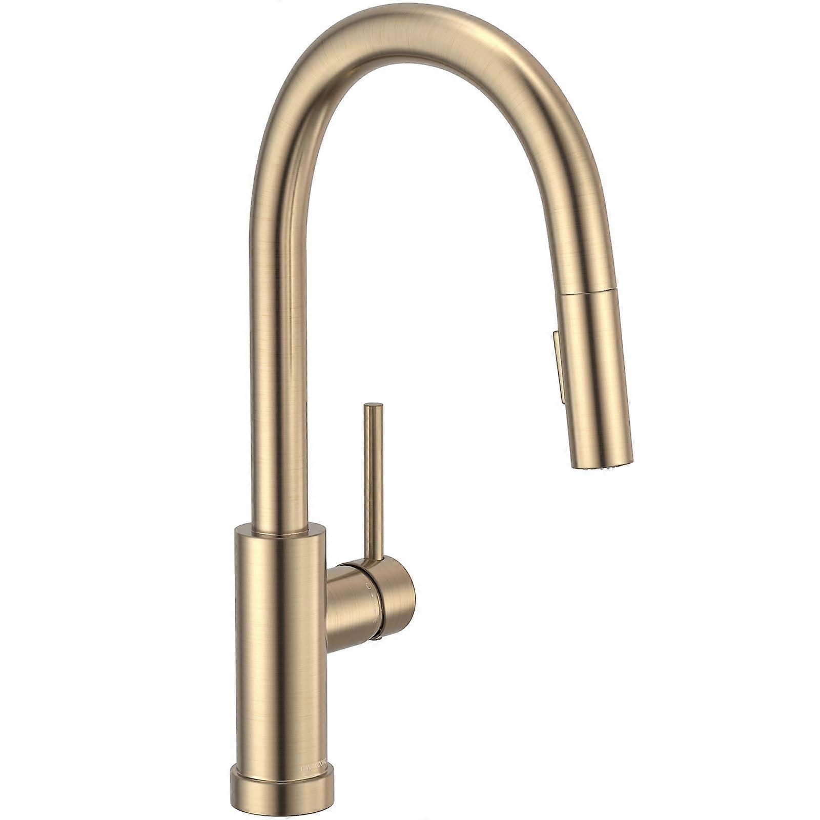 Gold Kitchen Faucet Pull Down Sprayer, Champagne Finish Single Handle with 2Function Spray Head