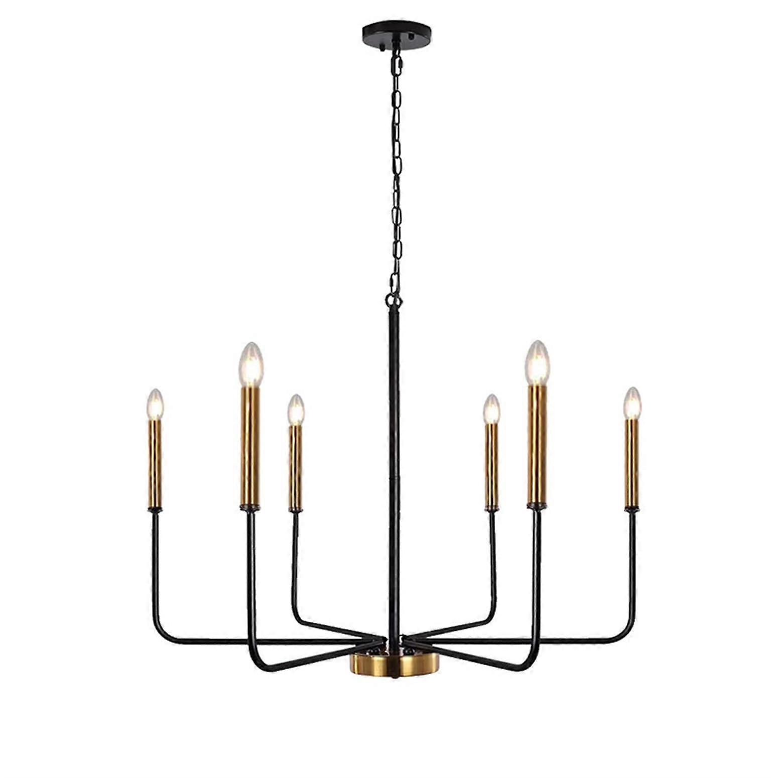 6Light Farmhouse Chandelier with Elegant Matte Black Finish, Adjustable for Dining Room, Foyer
