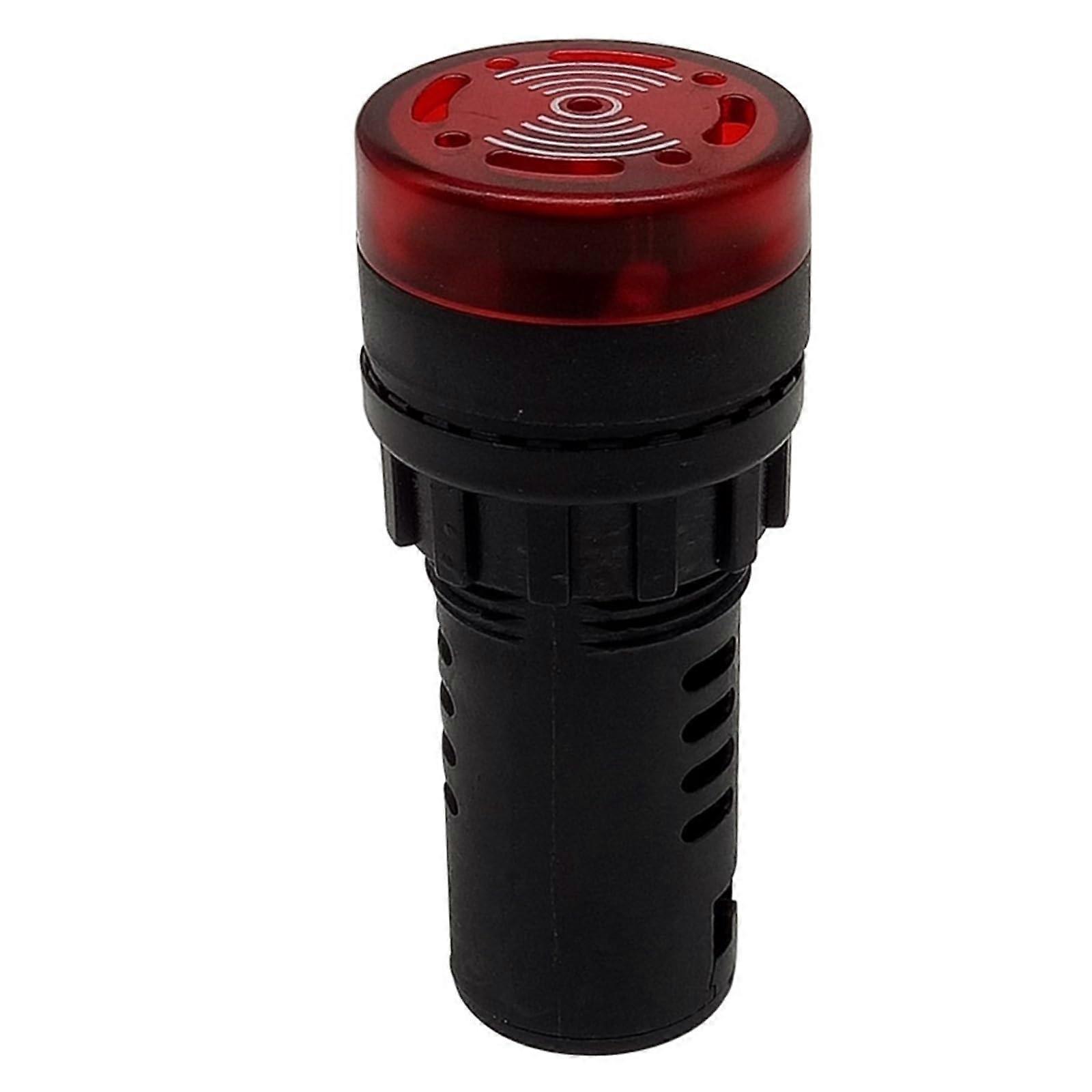 22mm LED Buzzer Alarm Light with Intermittent Sound and Bright Flash AC/DC 12V 24V 220V Red