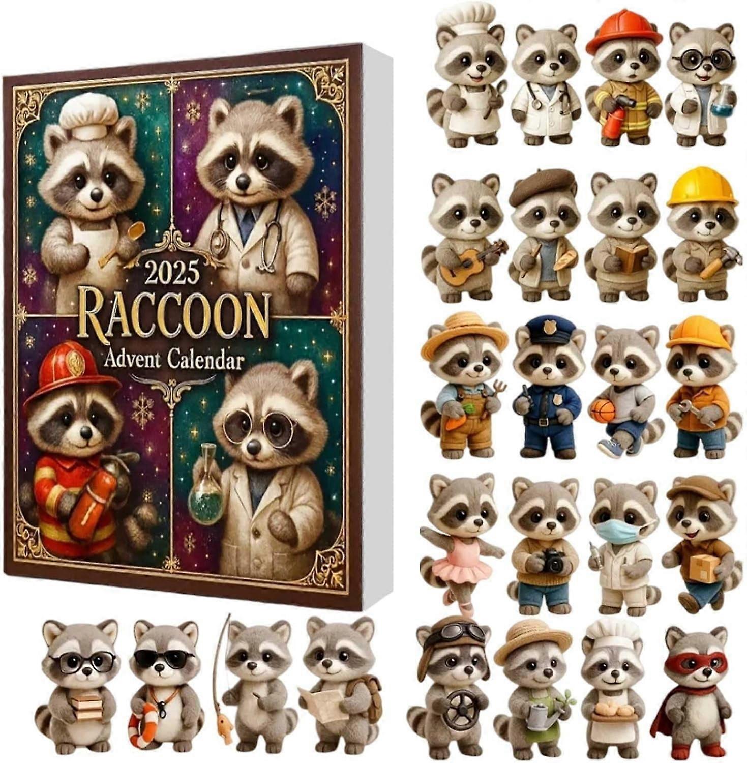 Raccoon Advent Calendar 2025 24 Days Christmas Countdown Calendar for Tree Decor