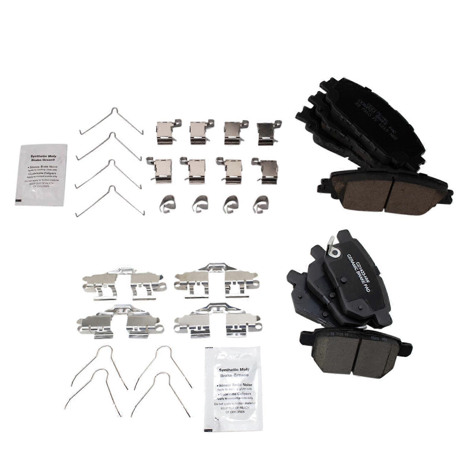 Ceramic Brake Pads Kit for 2020 Toyota Prius Prime Front and Rear Low Dust Quiet Performance