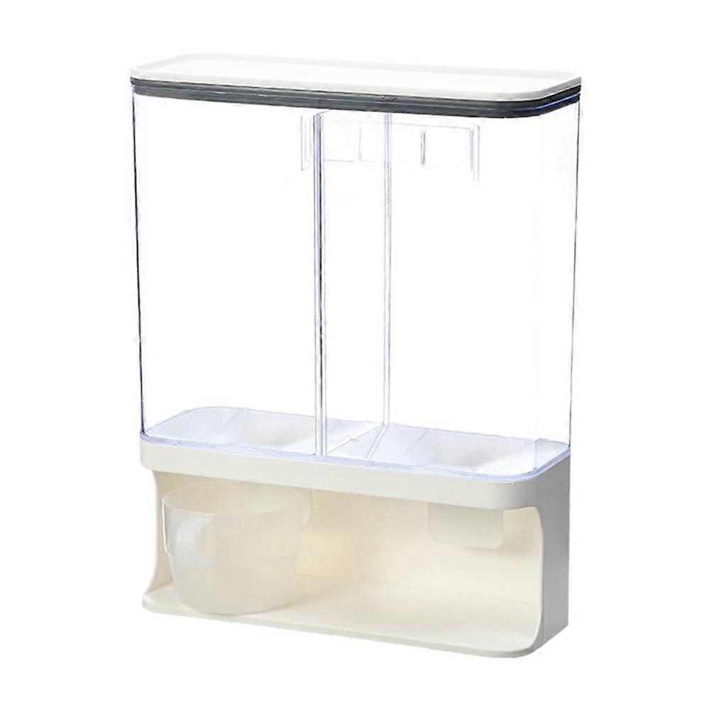 Transparent Wall Mounted Rice Dispenser with Measuring Cup, Sealed MoistureProof Kitchen Storage Box