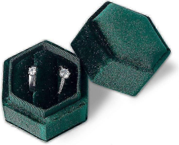 Velvet Hexagonal Ring Box, 2 Slots, Suitable For Occasions Such As Valentine's Day