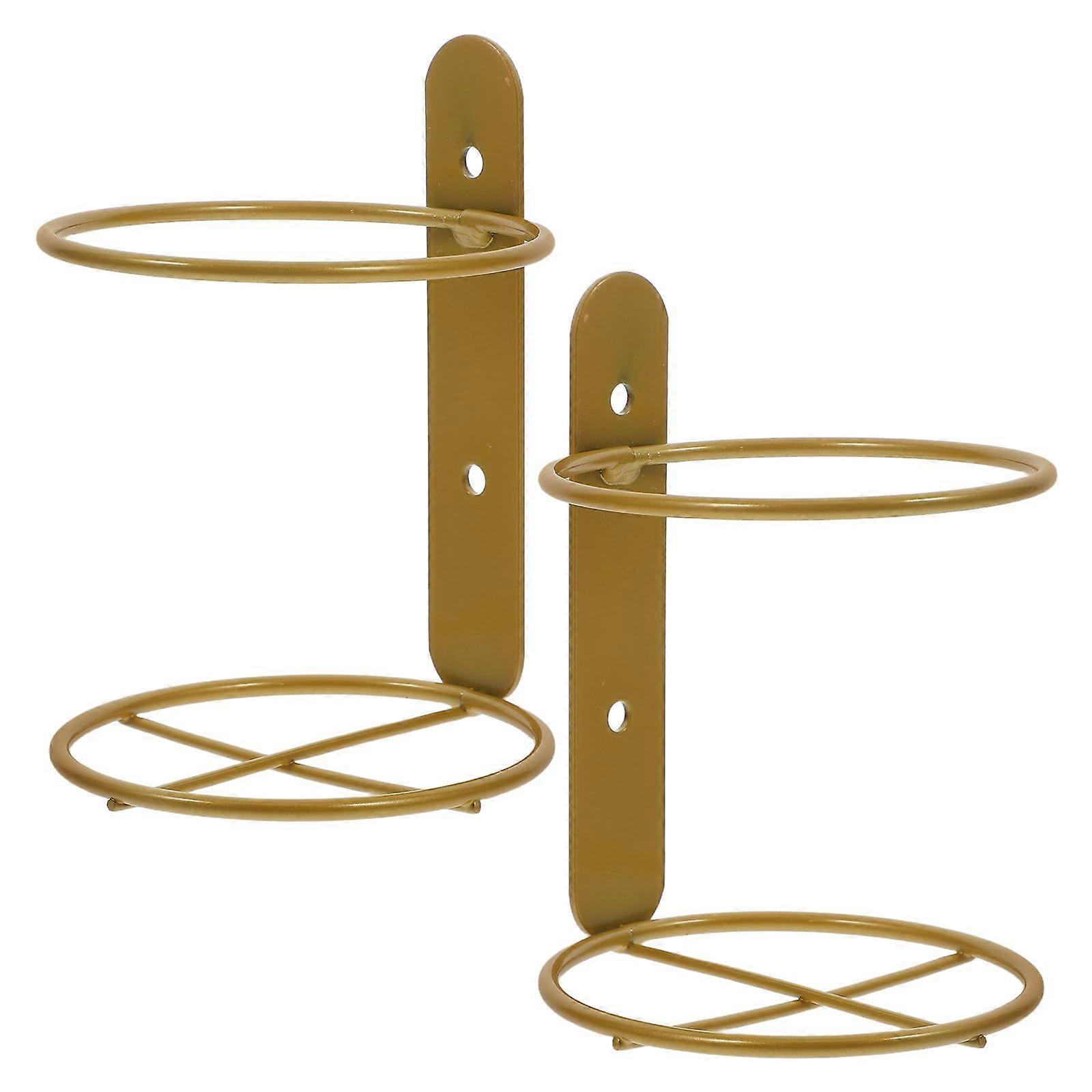 2 Pcs Elegant Gold Wall Mounted Wine Bottle Holder Rack for Kitchen Bar Dining Secure Storage