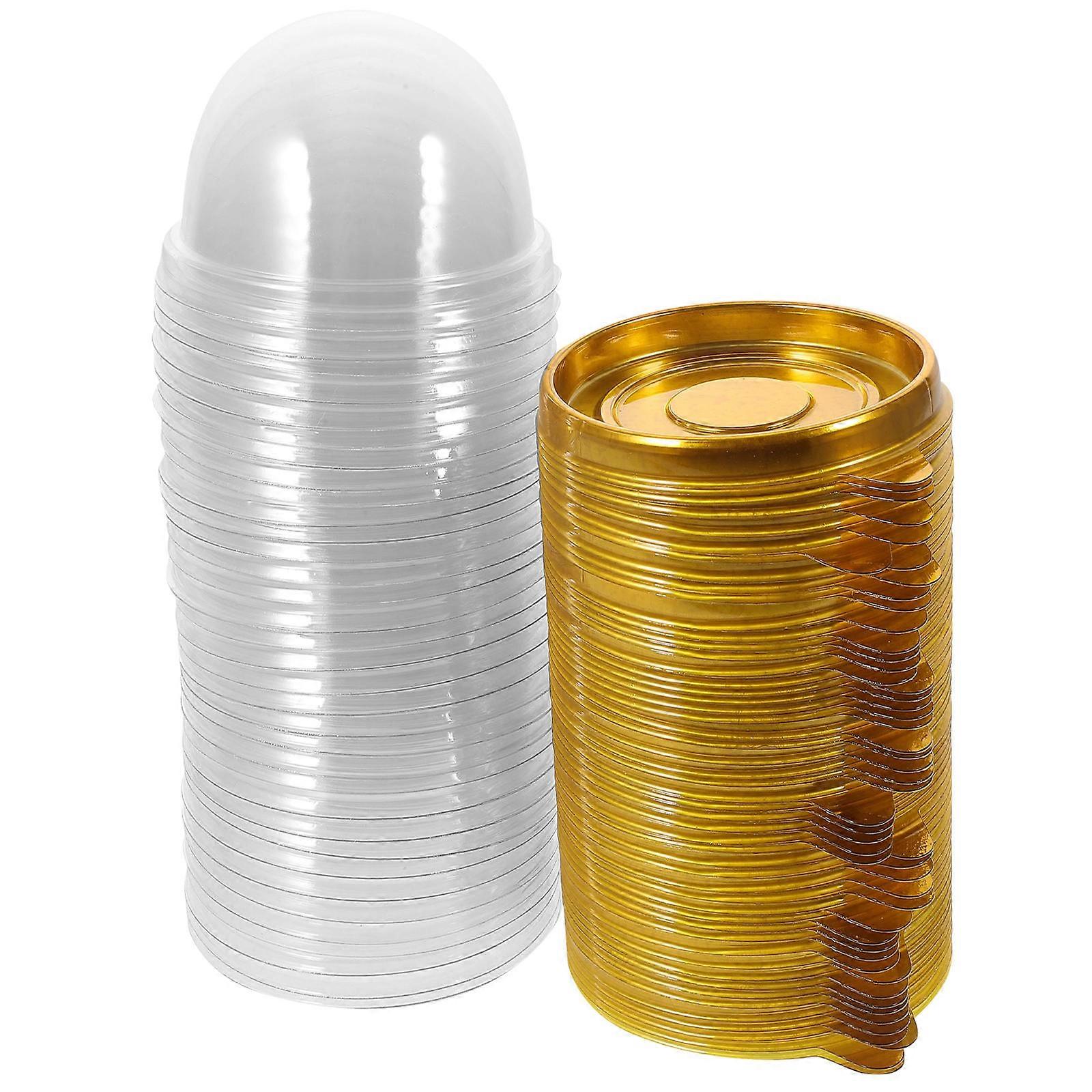 Dome Boxes Round Plastic Container for Food Storage 100Pcs