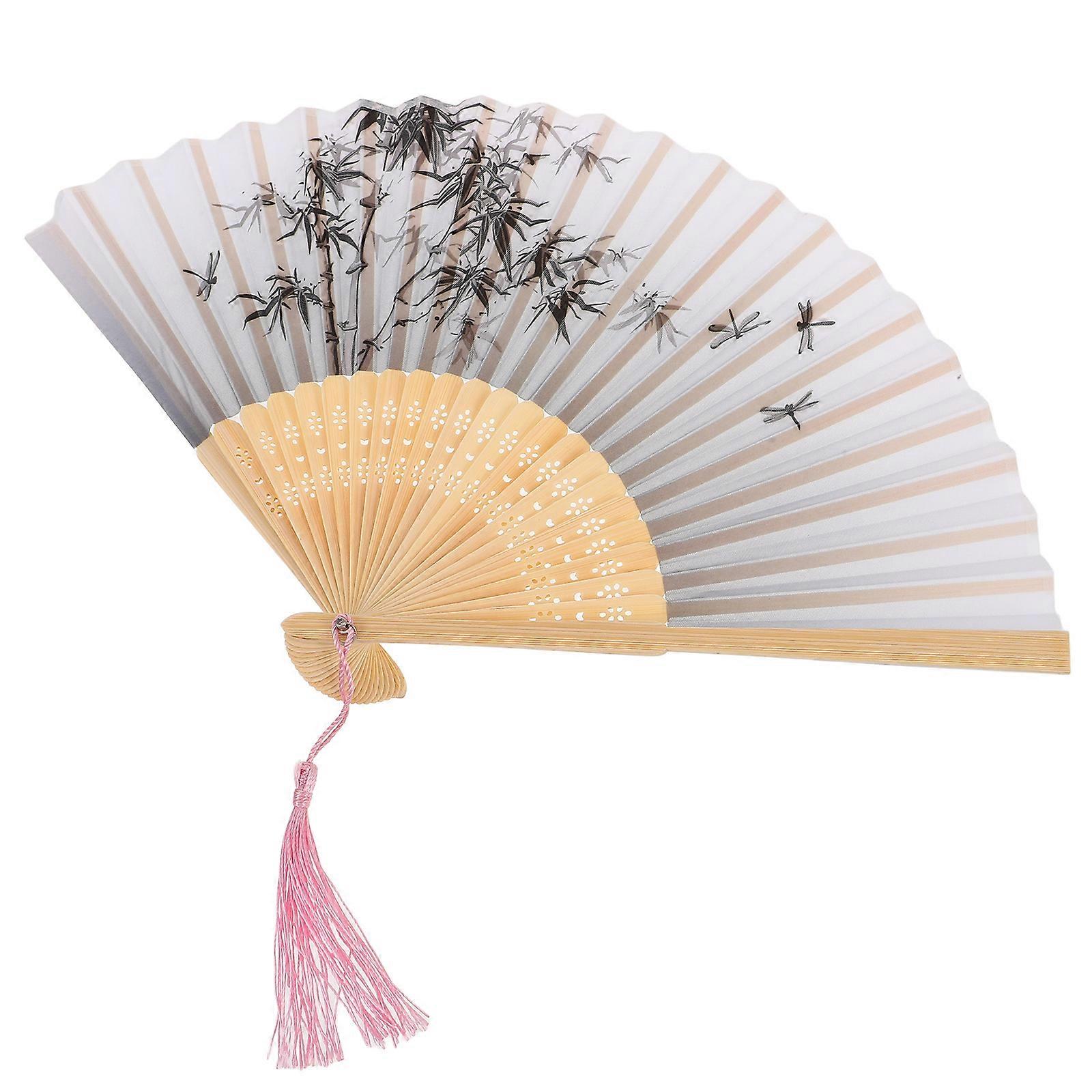 Folding Dance Fan for Decoration Featuring Bamboo and Cloth