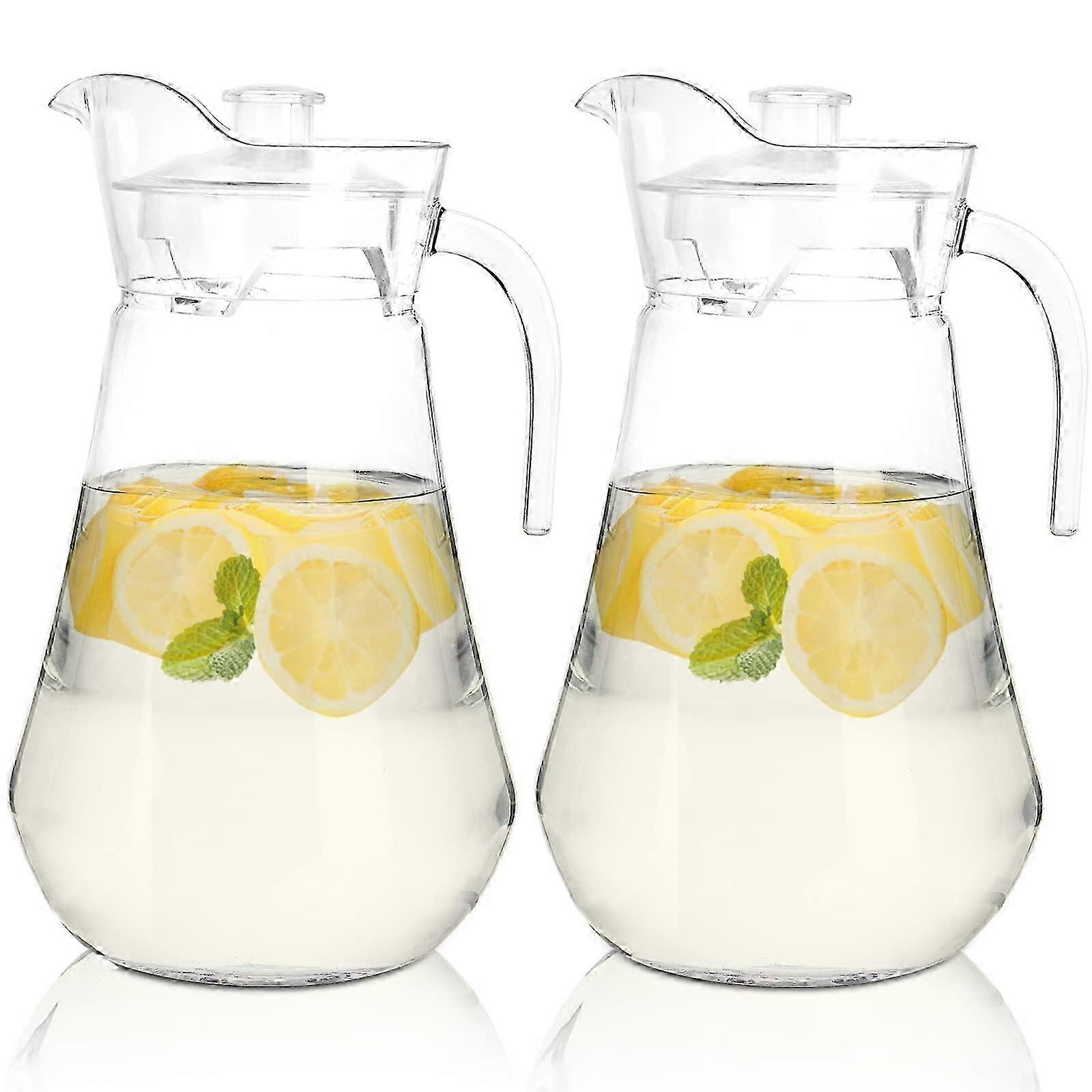 2026 2 Pack Clear Pitcher for Lemonade and Juice 2L