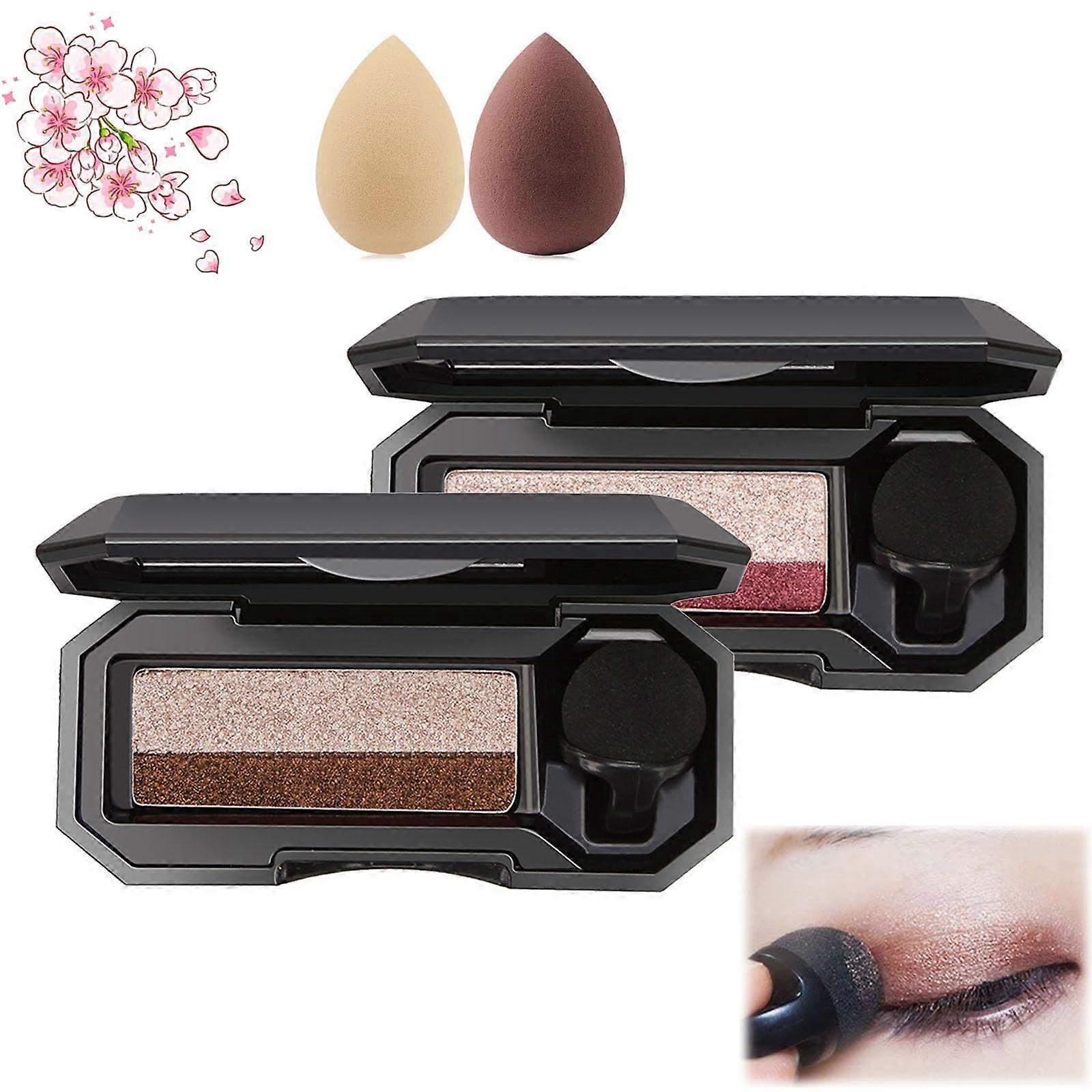 Dual Color Waterproof Eyeshadow,  Pigmented Glitter, Long Lasting Gradient (#02+05)