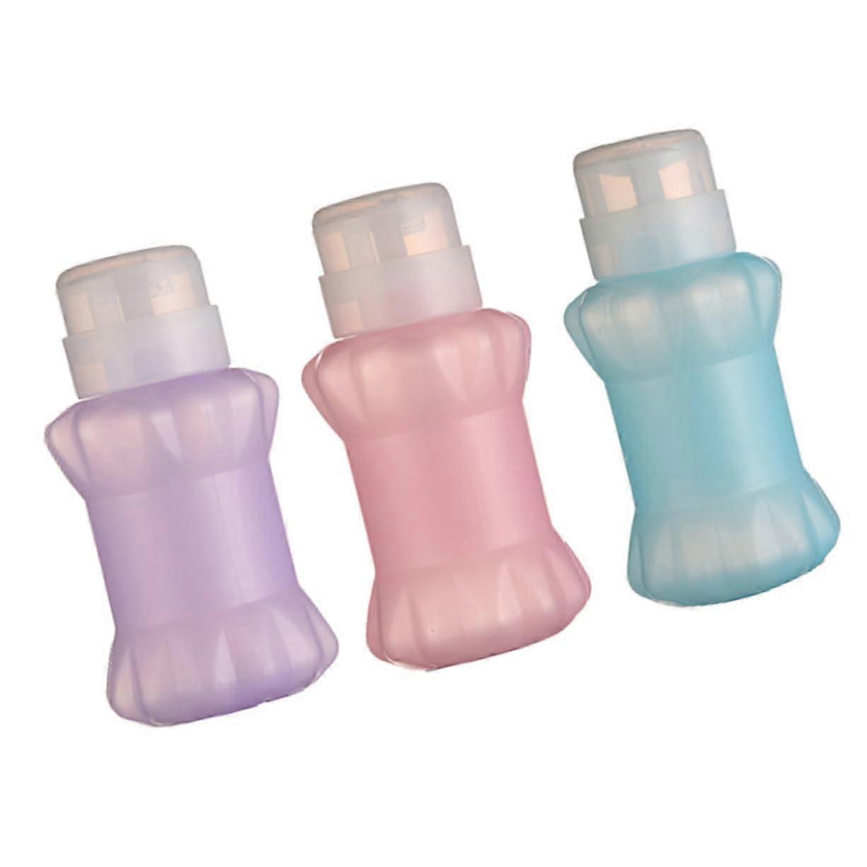 Nail Polish Remover Pump Dispenser Bottles 3pcs Lockable SpillProof Push Down for Manicure