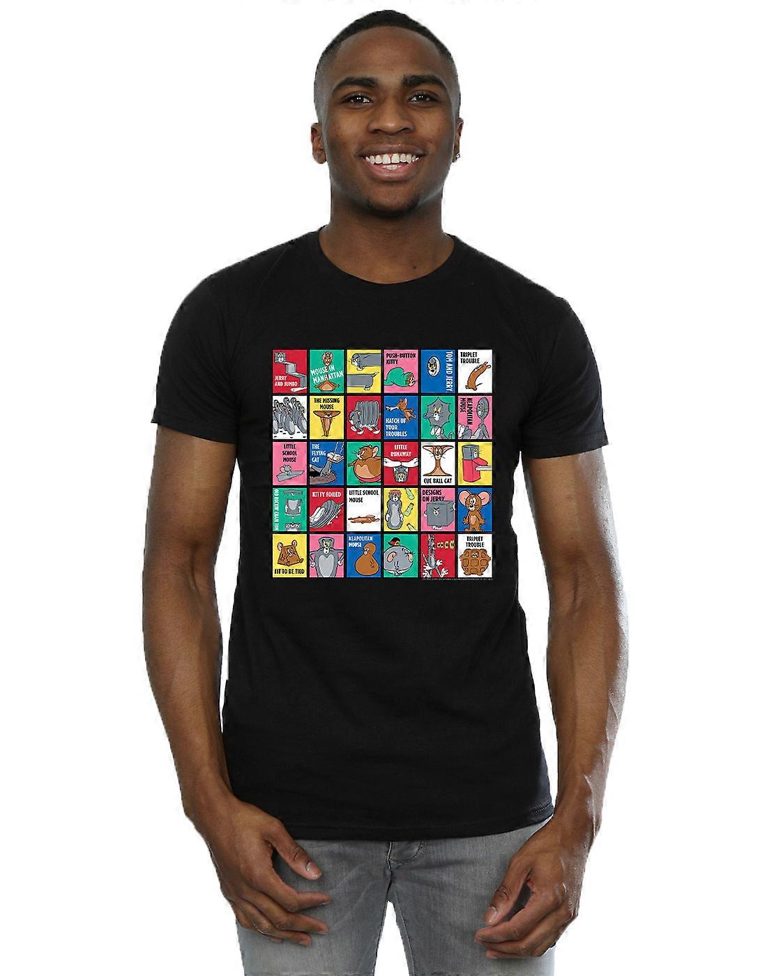 Tom og Jerry Menn Grid Squares T-skjorte