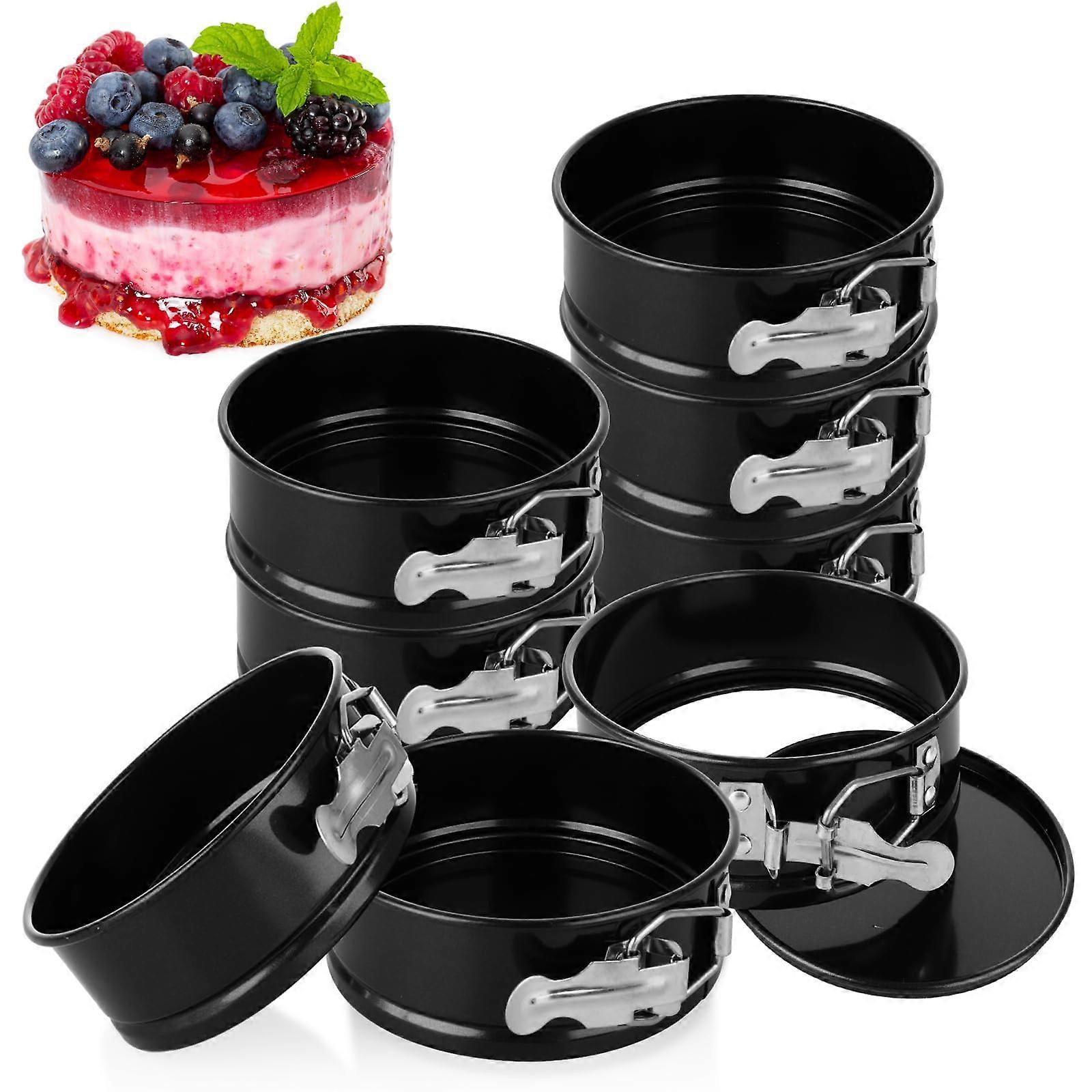 8 Pcs 4 Inch Springform Cake Pan Set Non Stick with Removable Bottom for Cheesecake and Pie