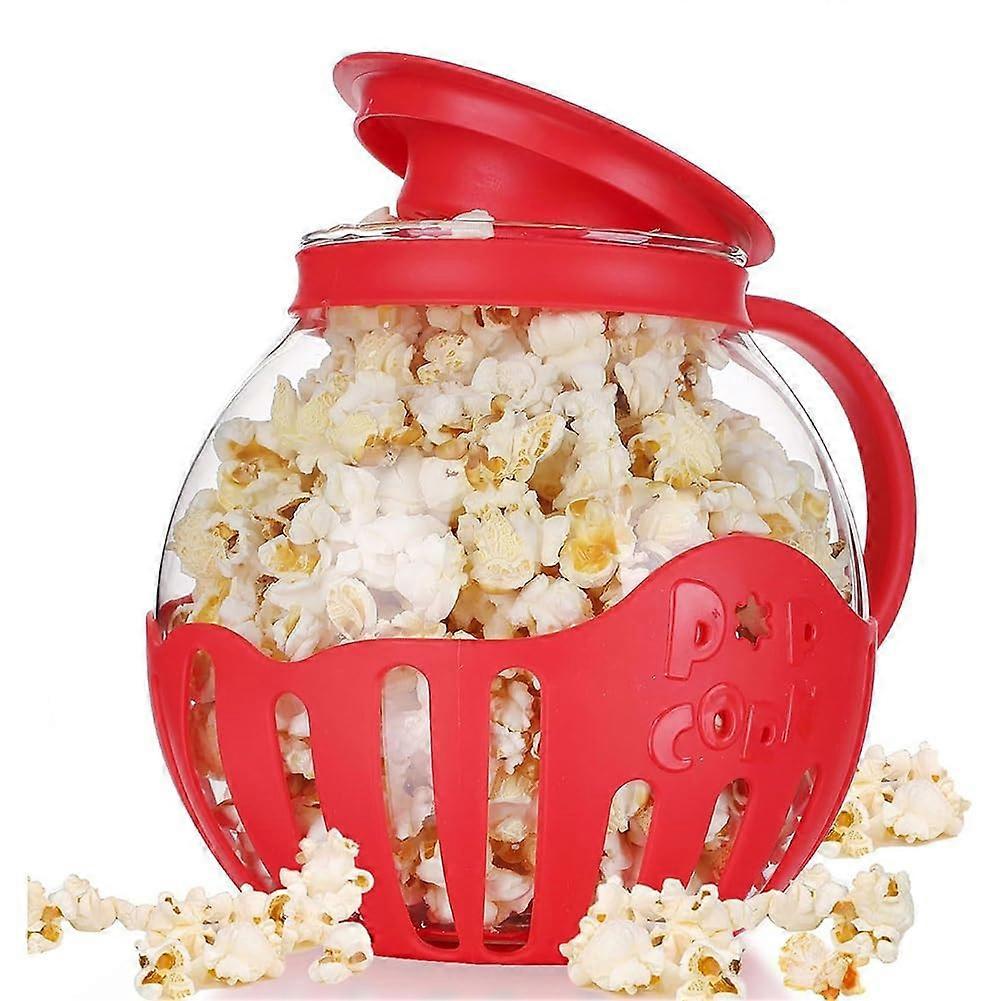 Microwave Popcorn Maker with Safe Silicone Lid, Quick Popcorn Bowl, Compact Red Design