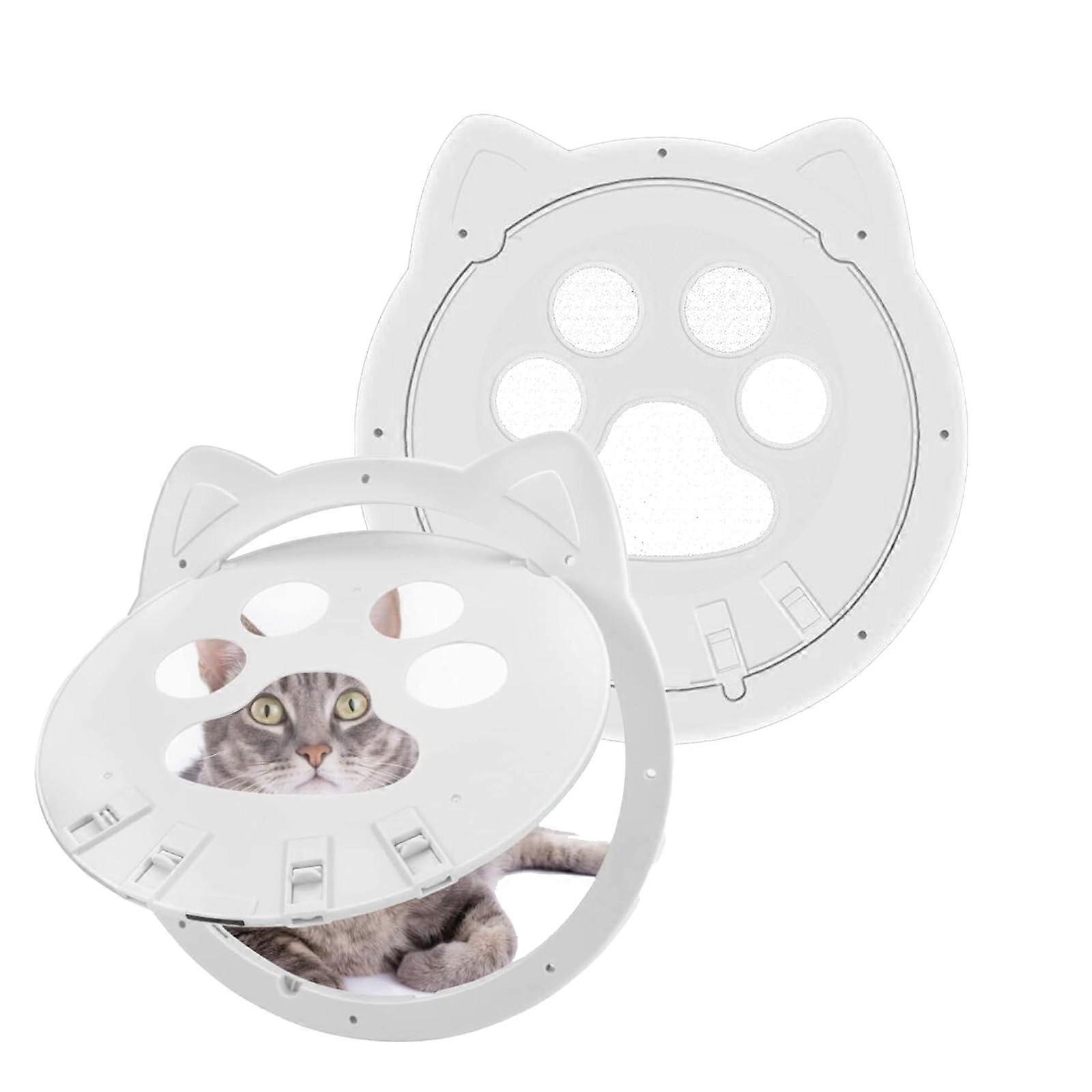 Cat Door with Magnetic Auto Lock for Mosquito Net, Easy Pet Access Screen Flap 29x26cm White