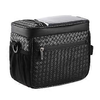 WEST BIKING YP0707334 PU Leather Bike Handlebar Insulation Bag Touch Screen Phone Pouch Bicycle Fron