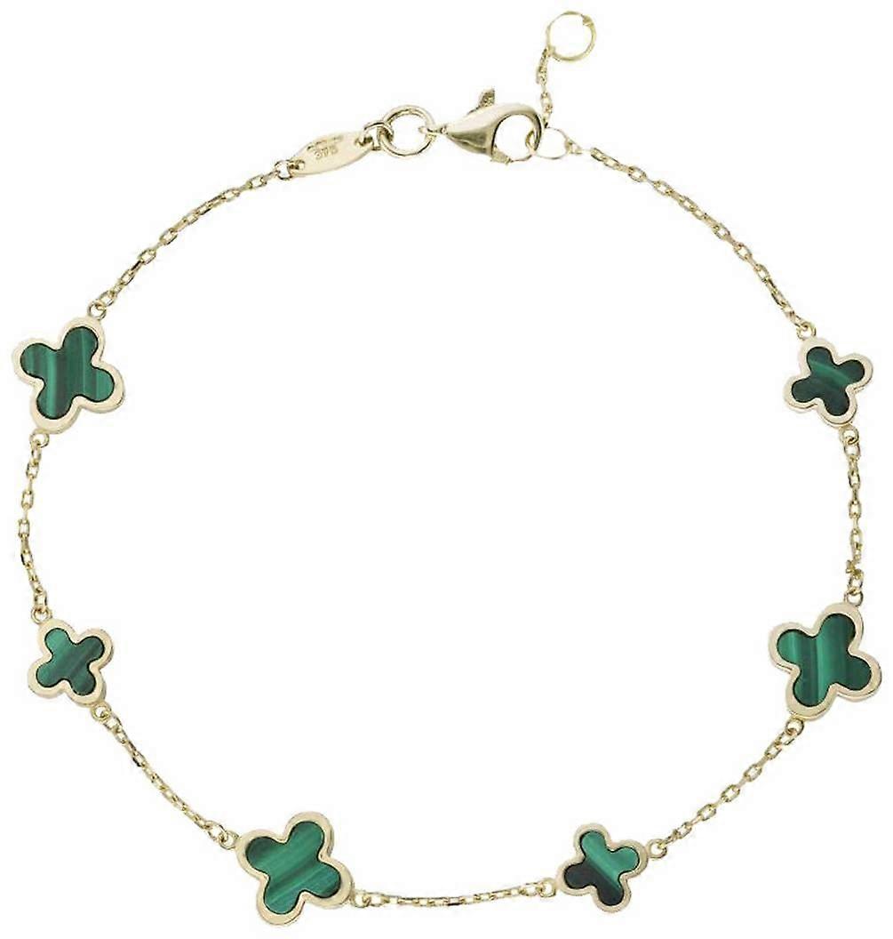 Mark Milton Malachite Flower Bracelet - Yellow Gold/Green