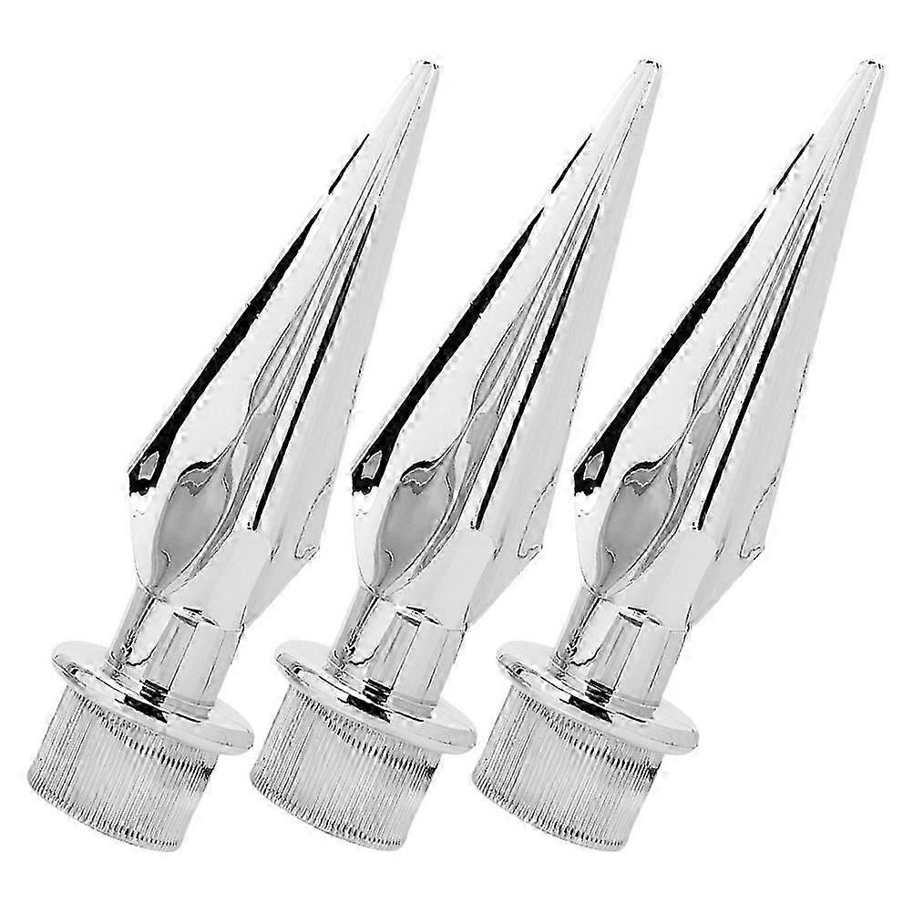 Flagpole Topper Plastic Flag Pole Caps Replacement 3Pcs Durable Silver Set