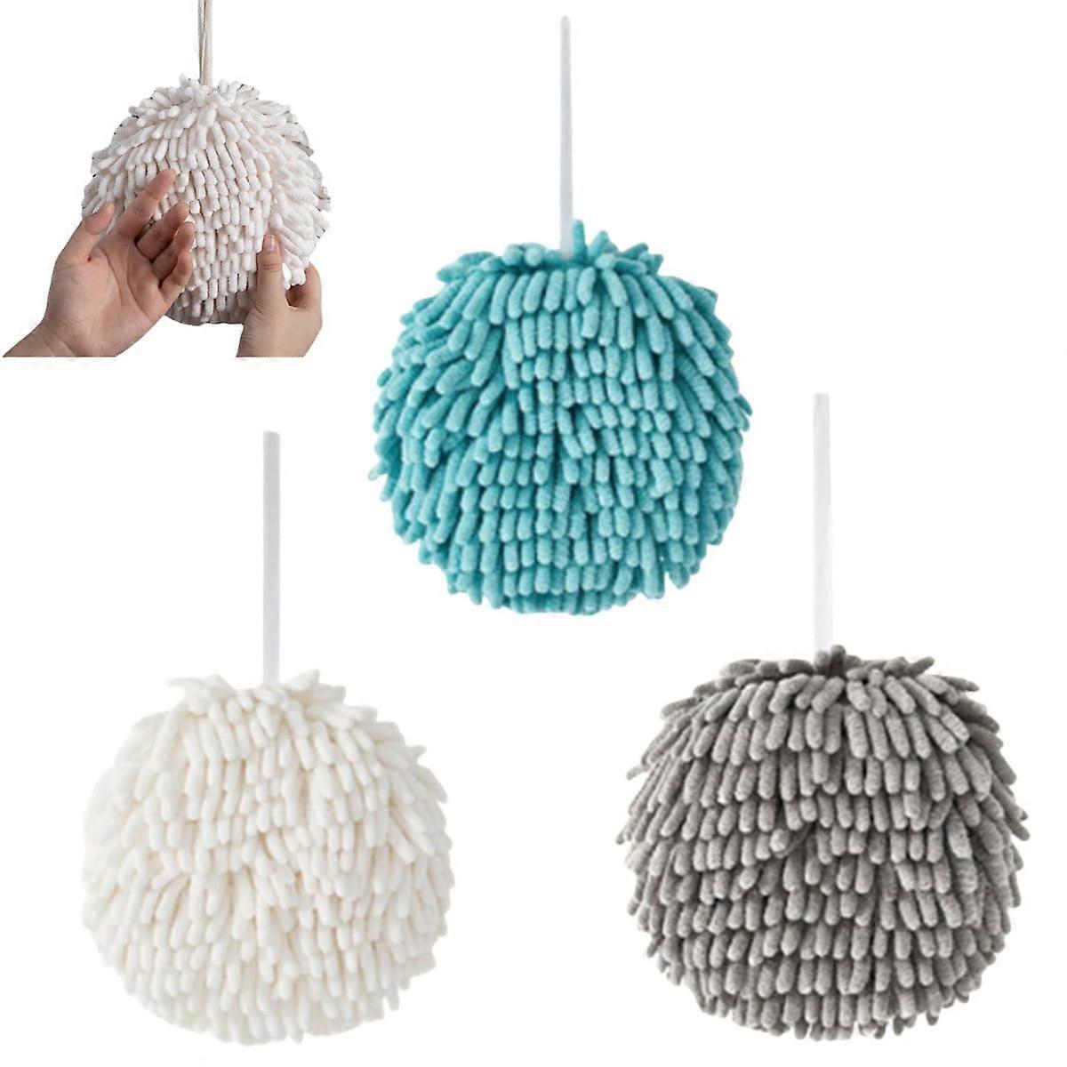 Plush Hand Towel Set, Super Absorbent Microfiber Hanging Chenille for Bathroom and Kitchen