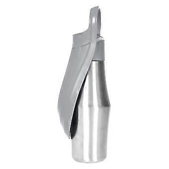 Hundevandflaske 750ml rustfrit stål lækagesikker dispenser med bladskål til kæledyr, gåture, rejser, grå