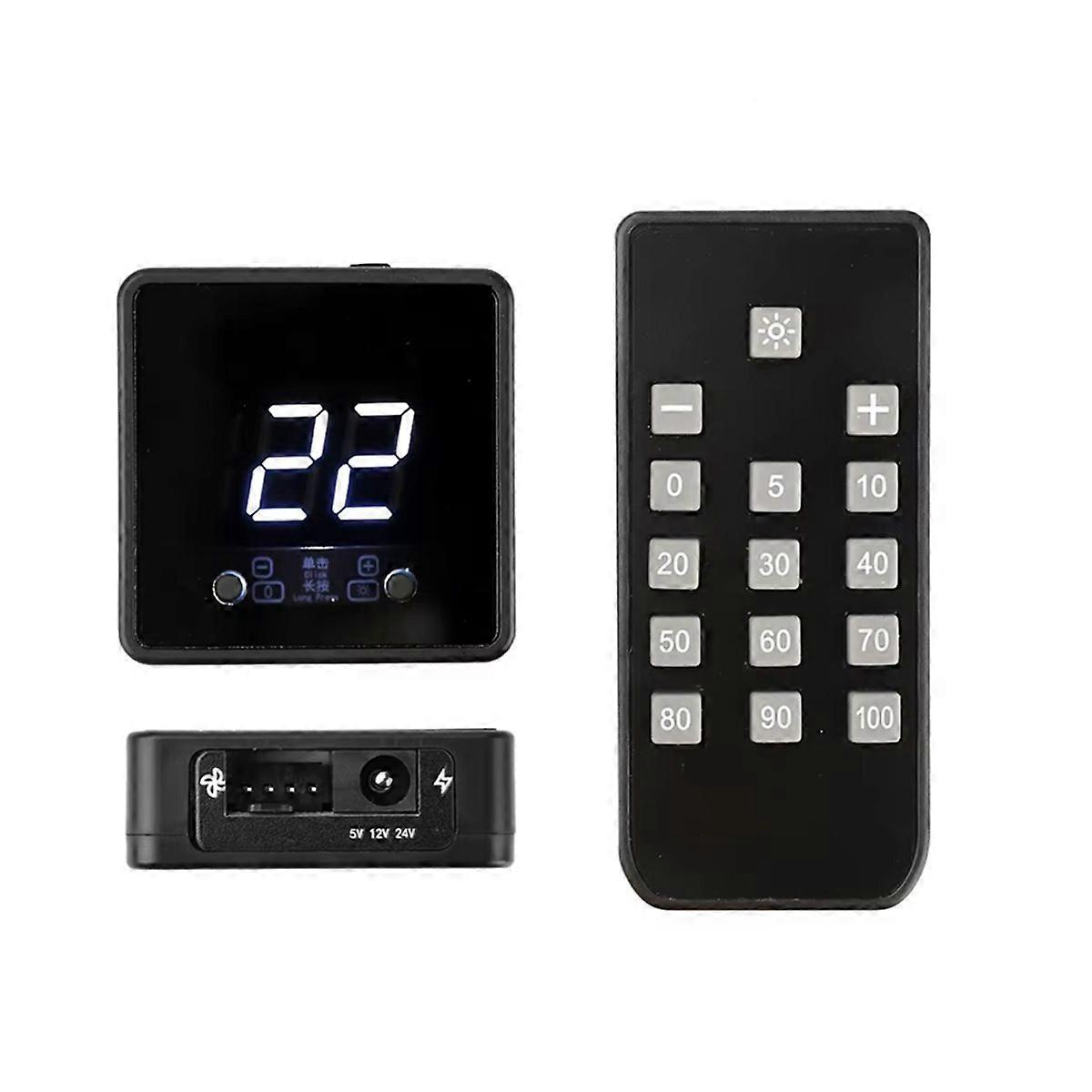 4-Wire Fan PWM Speed Controller Digital Display Remote Control DC