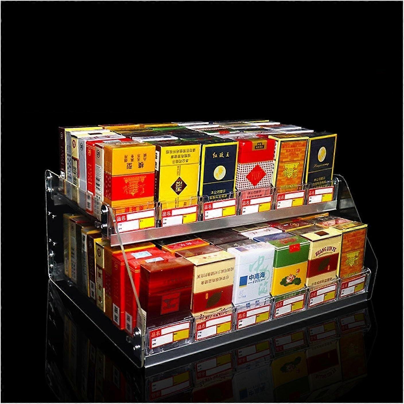 Waterproof Acrylic Cigarette Display Rack with Automatic Front Pusher, 2 Layer 10 Column Organizer