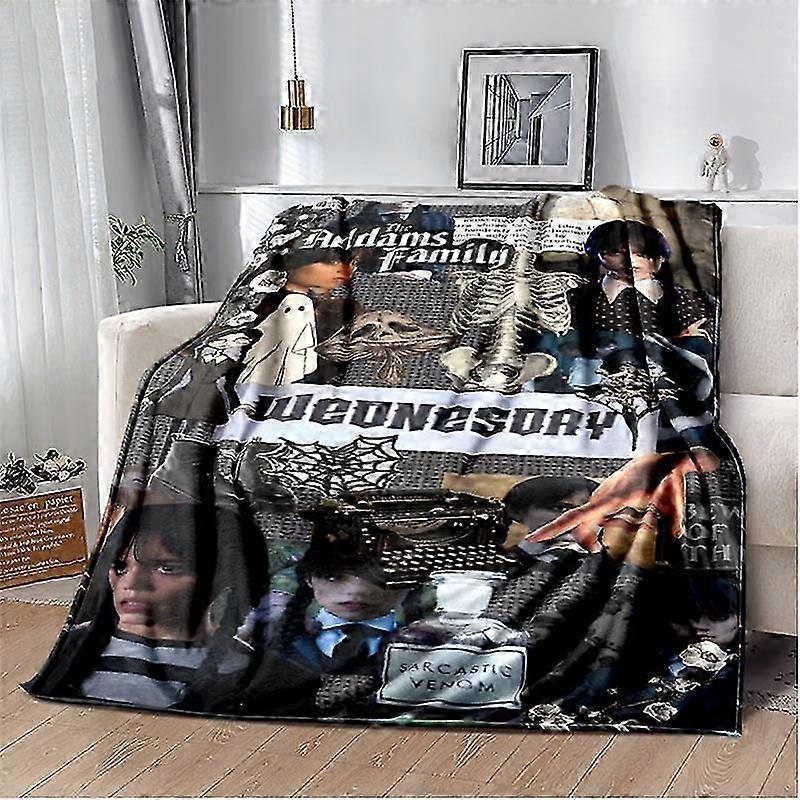 Wednesday Addams Family Halloween Blanket Lightweight Comfortable Soft Breathable Ultra Warm Blanket Bedding Travel