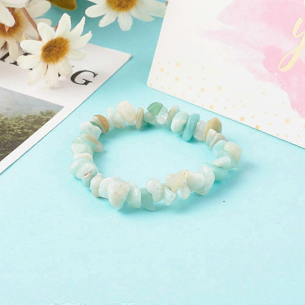Natural Amazonite Chip Bead Stretch Bracelets for Inner Diameter: 1-7/8 inch(4.8~5.1cm)