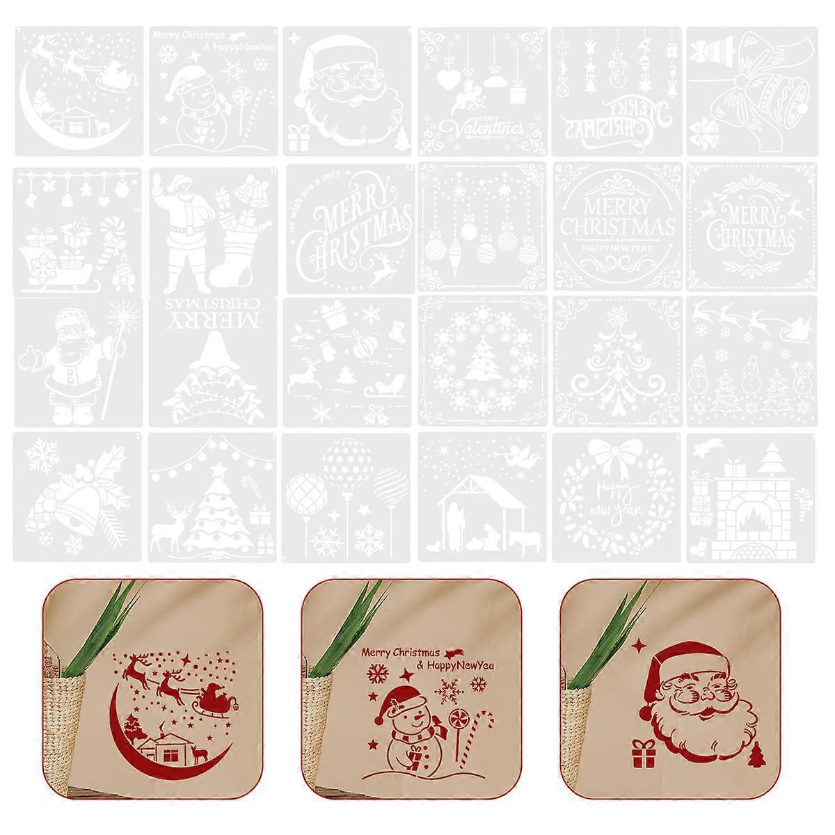 Painting Template Christmas for Drawing 24 Sheets Stencils Set