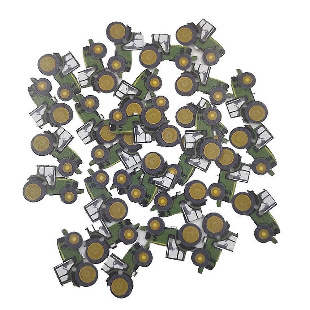 Wooden Craft Buttons Tractor Shaped Multi-Colored Fine-Edged Practical For Hand-Painted Artwork 50 Pcs