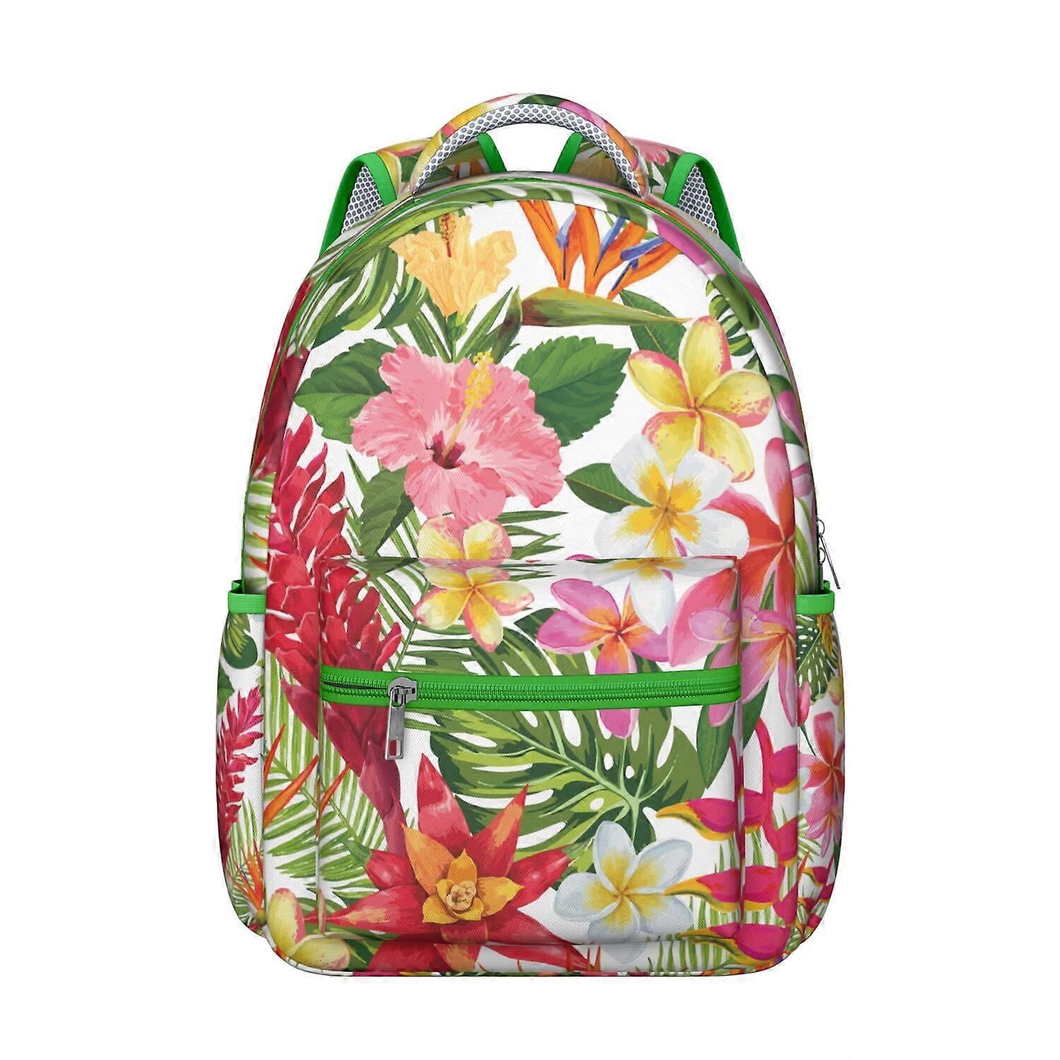 Mochila com estampa de folhas de palmeira havaianas – Resistente, leve, com compartimento acolchoado para laptop, compatível com laptops de 15,6".