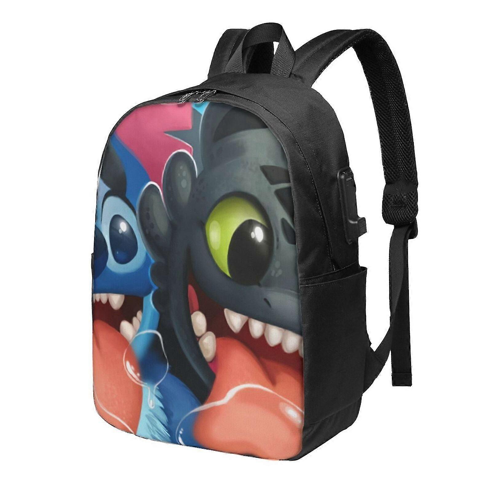 j7550 Lilo & Stitch Backpack With USB Charging Port, Travel Laptop Backpack, Water Resistant College School Computer Bag, Durable Daypack, Fit 16 Inch