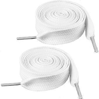 2 paires de lacets blancs épais pour baskets, 2 cm de large, lacets plats de 120 cm pour adultes.