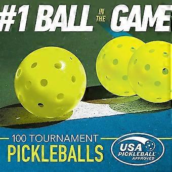 Conjunto de 3 bolas de pickleball com 40 furos, 74 mm, alta visibilidade e ótimo quique, com balde de plástico transparente. Acessórios para pickleball.