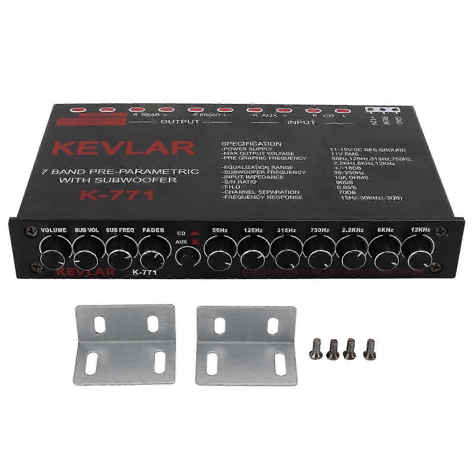 Car Audio Graphic Equalizer Universal Low Pass 7?Band Variable Gain Adjustment High Level Input EQ for Stereo System