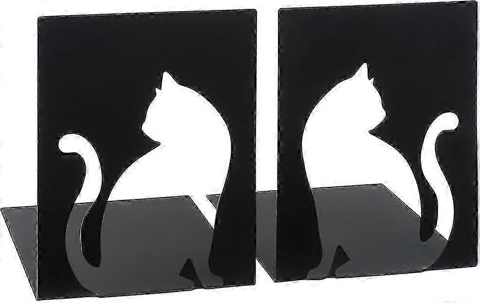 . Libri_x Set mit 2 Metallbuchstützen mit Katzenmuster