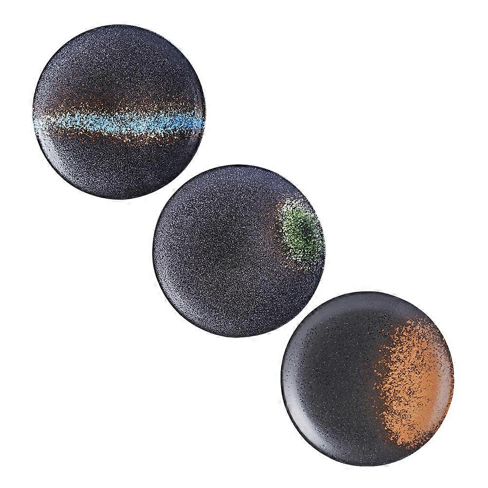 Ceramic Round Plates for Food Use 3Pcs Assorted