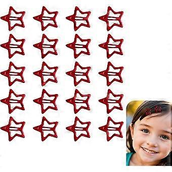 20 Presilhas de Cabelo com Estrelas Vermelhas Fofas para Mulheres, Mini Presilhas de Metal, Presilhas Pequenas e Adoráveis, Presilhas de Cabelo e Clipes Estilosos, Acessórios para Penteados.