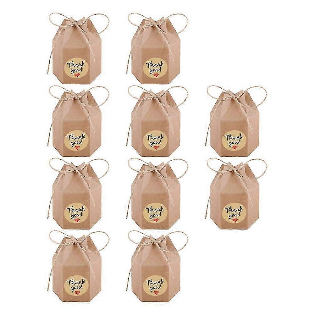 Hexagon Wedding Gift Box Set 50 Pcs, Brown Durable Packaging Storage Boxes