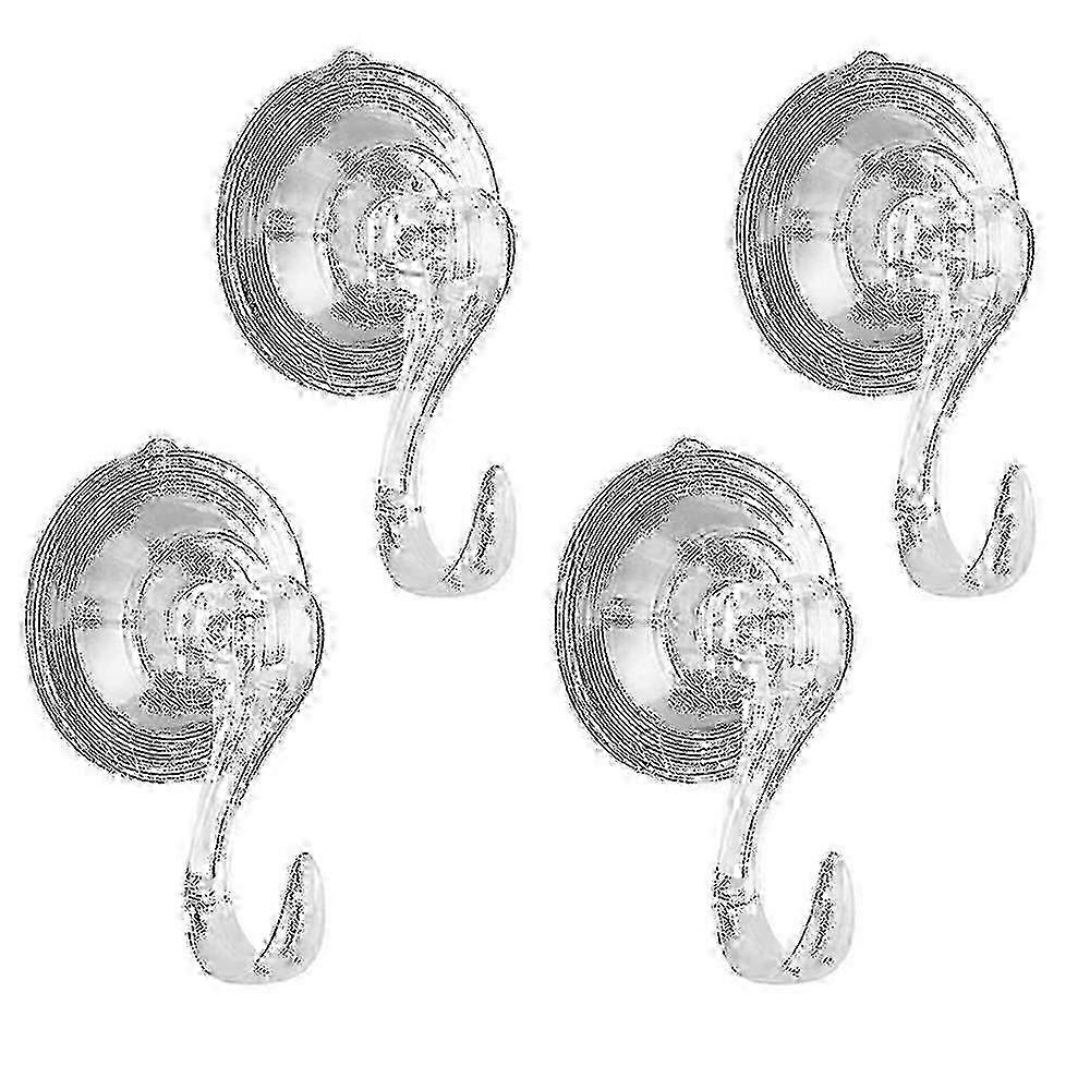 4 Pack Clear Heavy Duty Reusable Suction Cup Hooks
