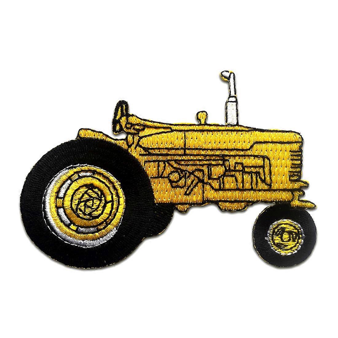 Patch / Iron-on Patch - Tractor Kids - Yellow - 6.5 x 9.7 - Applique Patch