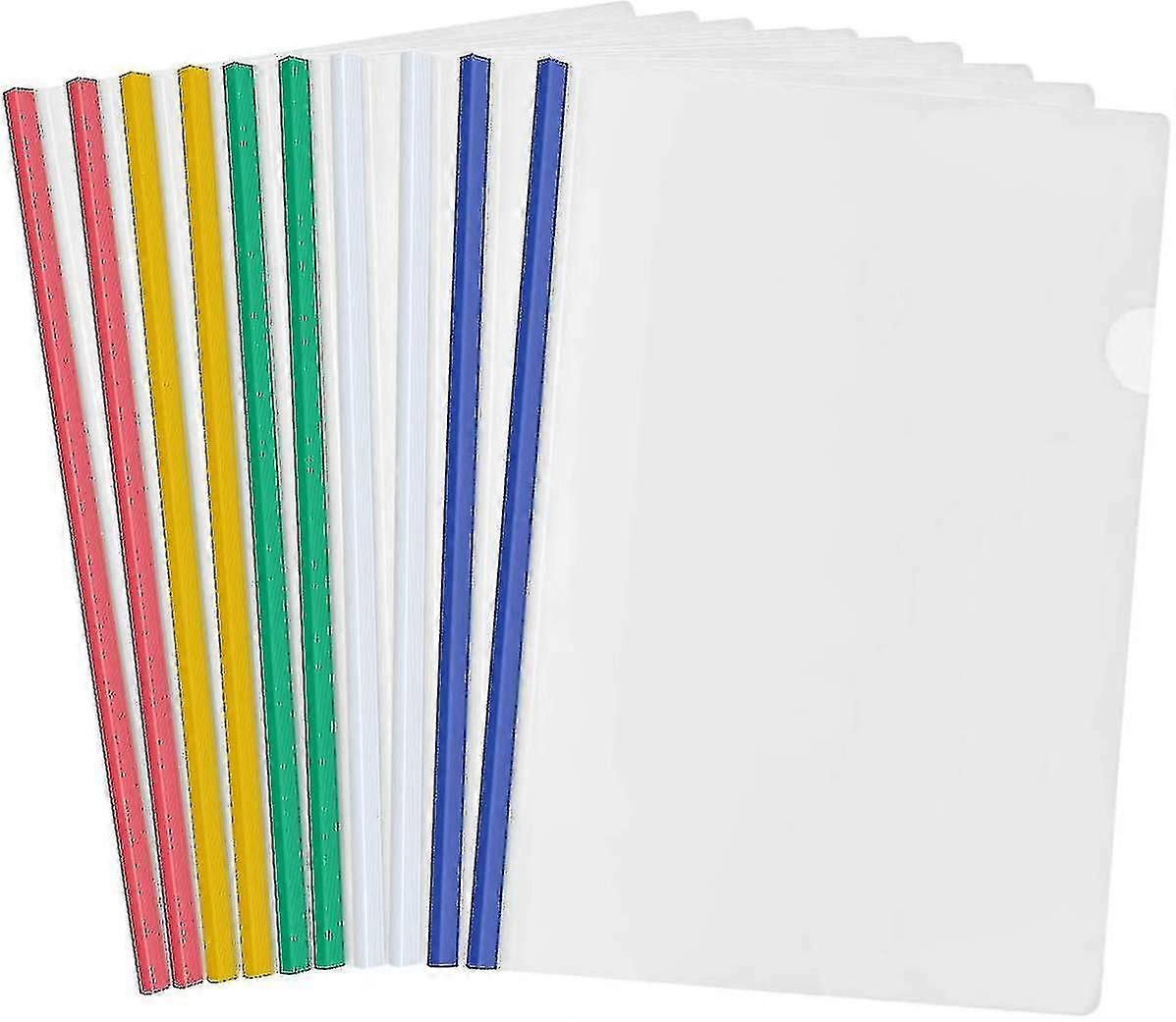 10 Sheets Plastic A4 Sliding File Folder, Clear Report Covers Folder With Sliding Bar Bind-acgn