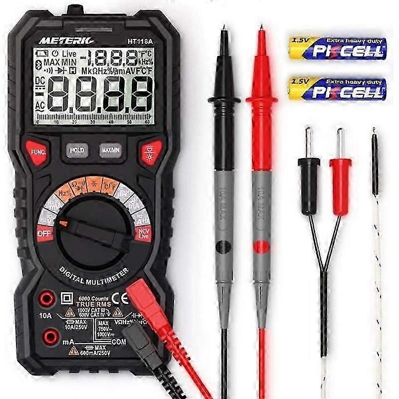 METERK Advanced TRMS 6000 Counts Electrical Tester MultimeterAmmeterVoltmeterOhmmeterBacklit LCD Display
