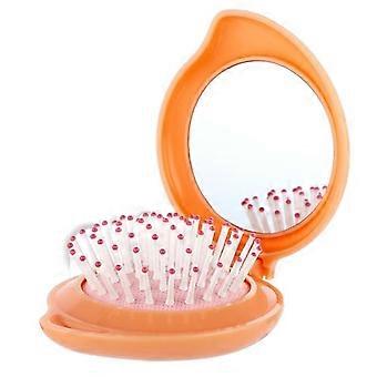 Compacte reishaarborstel met spiegel - Opvouwbare, draagbare ontwarrende borstel voor vrouwen en meisjes