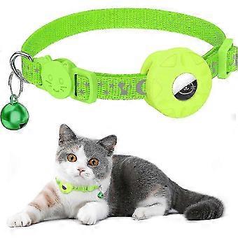 2szt Airtag Cat Collar, Obroża dla kota z klamrą bezpieczeństwa, z wodoodpornym uchwytem Airtag dla kotka i szczeniaka, regulowana 20-33 cm (zielona)