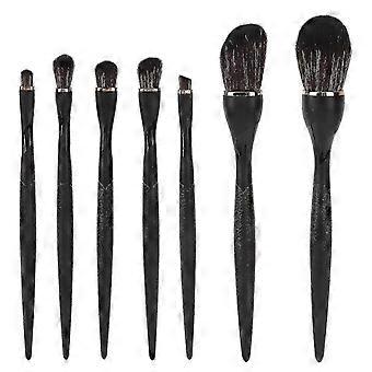 7pcs Professional - Black, Soft Hair Eyeshadow, Loose Powder, Concealer Brushes