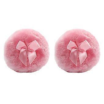 2pcs Body Powder Puff Fluffy Powder Puff Lovely Pink Bowknot Puff Fluffy